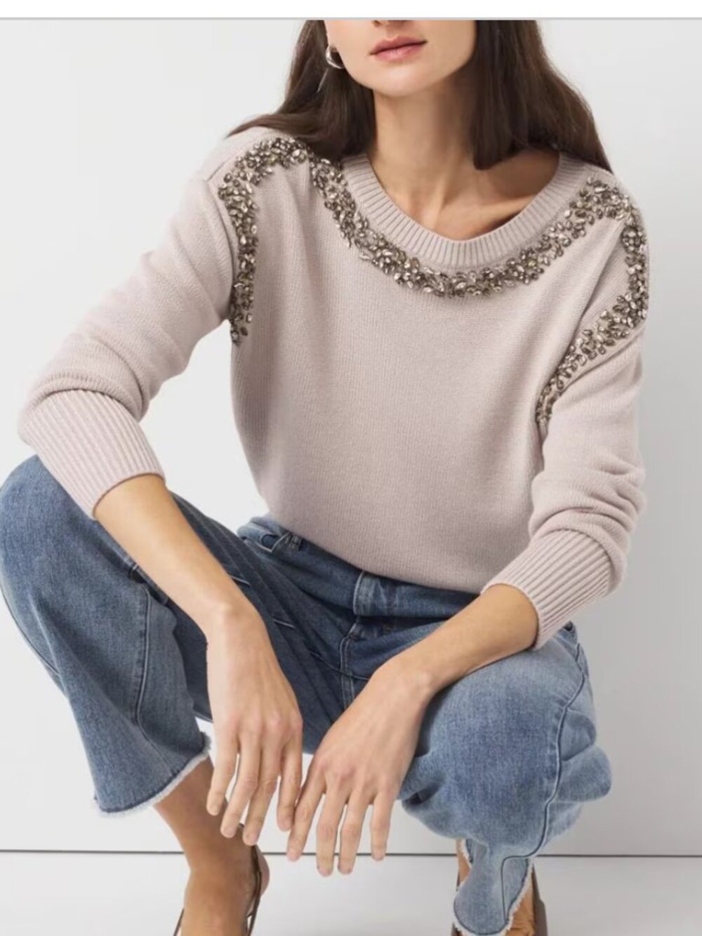 new WHITE HOUSE BLACK MARKET rhinestone sweater s